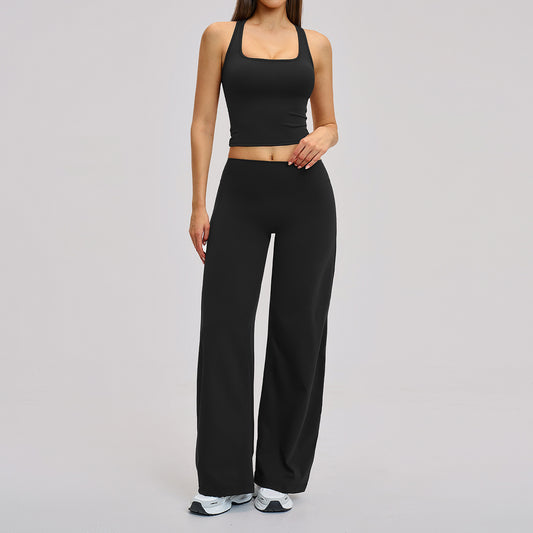 Comfortable Fleece-Lined Activewear Set, Form-Fitting Backless Sports Fitness Suit for Outdoor Leisure, Running, and Yoga