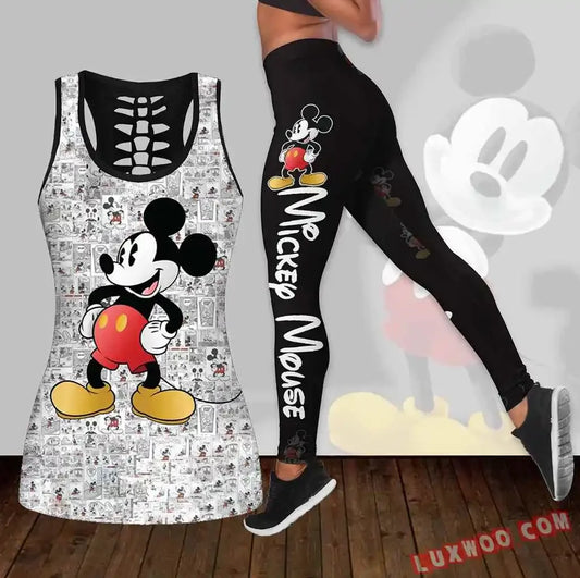 Mickey Mouse Women Tank Top Legging Set Outfit