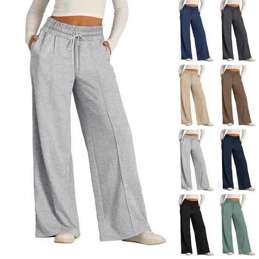 Junior Wide Leg Pants Fleece Lined Sweatpants Straight Pants Joggers
